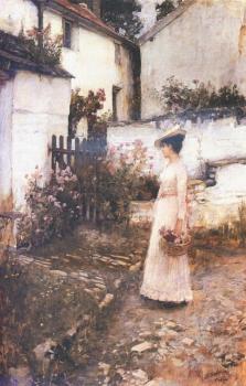 約翰 威廉姆 沃特豪斯 Gathering Summer Flowers in a Devonshire Garden 約翰 威廉姆 沃特豪斯 Gathering Summer Flowers in a Devonshire Garden